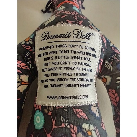 Dammit Doll 14" Stress Reliever Novelty Gift Idea Floral Hippie Retro Fabric - Picture 4 of 9